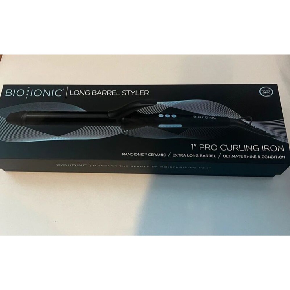 NWT Bio Ionic Long Barrel Styler 1” Pro Curling Iron Nanolonic Ceramic